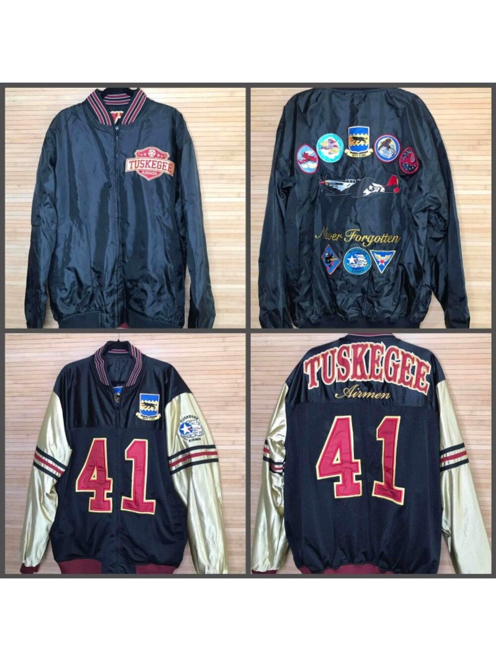 Mustang XXL Tuskegee airman rare reversible 2 nylon jackets in 1 sewn 2XL